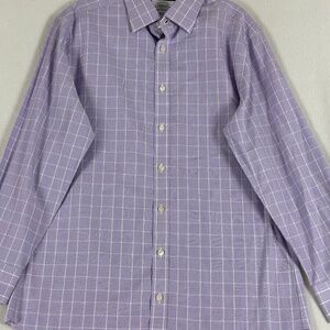 Charles Tyrwhitt Dress Shirt Non-Iron Slim Fit Purple Check Men's 15.5/32 L